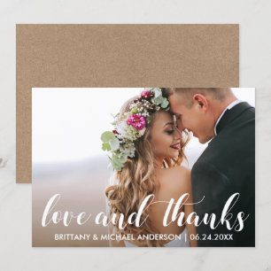 Wedding Couple Photo Love and Bedankt Kaart Kraft