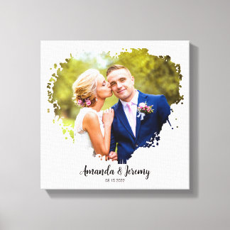 Wedding Couple Photo Waterverf Jubileum Canvas Afdruk