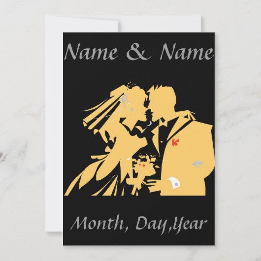 Wedding Couple-silhouet, tekst bewerken Kaart (Voorkant)