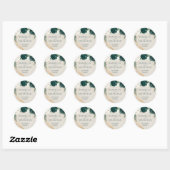 Wedding Cream Beige Emerald Green Rose Floral Ronde Sticker (Vel)