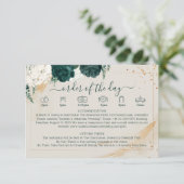 Wedding Cream Details Emerald Green Rose Floral Informatiekaartje (Staand voorkant)