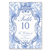 Wedding Crest Delft Blue Floral Elegant Script Kaart (Voorkant)