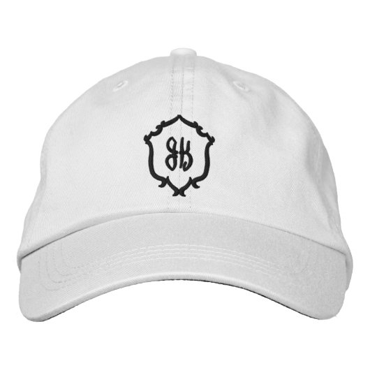 Wedding Crest Monogram Embroidered Baseball Cap (Voorkant)