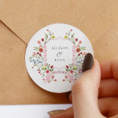 Wedding Crest Monogram met Fantasievolle Tuin Ronde Sticker