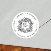  Wedding Crest Monogram Retour Adres Label