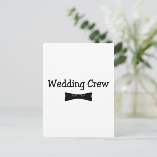 Wedding Crew Bowtie Briefkaart (Staand voorkant)