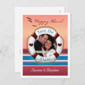 Wedding Cruise Save the Date Foto Lijst Briefkaart (Voorkant / Achterkant)