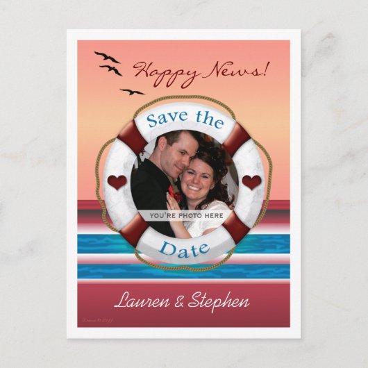 Wedding Cruise Save the Date Foto Lijst Briefkaart (Voorkant)