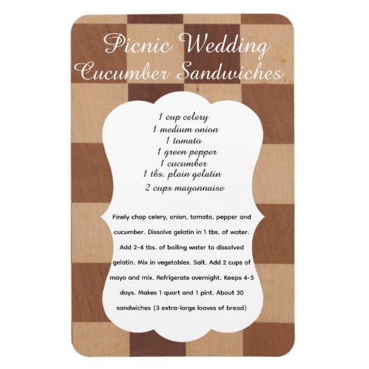 Wedding Cucumber Sandwich Recipe Magnet Magneet (Verticaal)