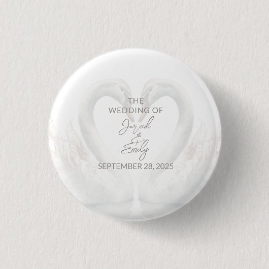 Wedding Custom Swan Ronde Button 3,2 Cm (Voorkant)