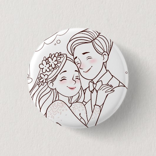 Wedding cute badge ronde button 3,2 cm (Voorkant)