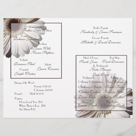 Wedding Daisy/ Programma (Achterkant)