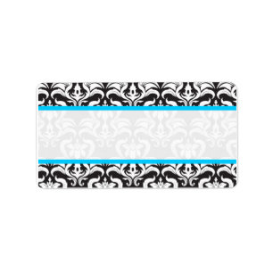 Wedding Damask Light Blue Mailing Labels