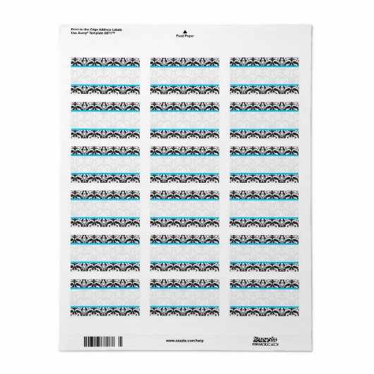Wedding Damask Light Blue Mailing Labels (Full Sheet)