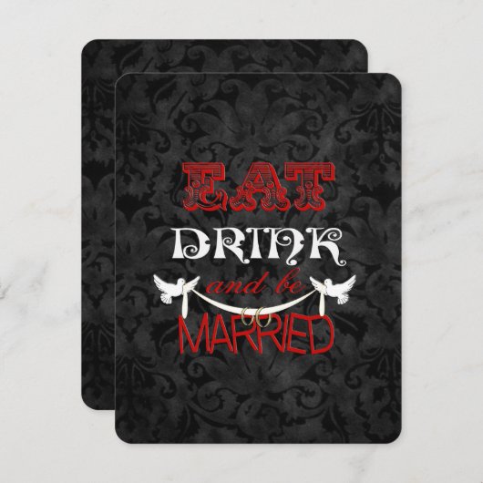 Wedding Damask met Doves Kaart (Voorkant / Achterkant)