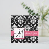 Wedding Damask Monogram Uitnodigingen Honeysuckle (Staand voorkant)