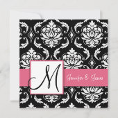 Wedding Damask Monogram Uitnodigingen Honeysuckle (Voorkant)