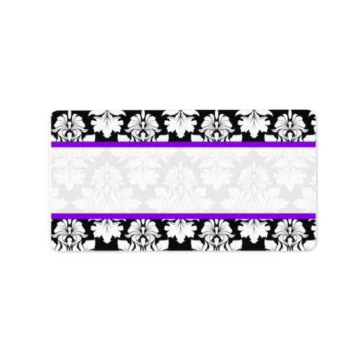 Wedding Damask Paarse Adresetiketten Etiket (Voorkant)