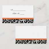 Wedding Damask Swirls Table Place Card in Oranje Plaatskaartje (Voorkant / Achterkant)