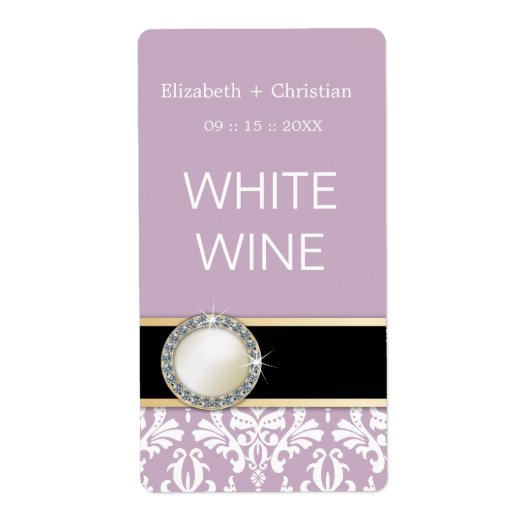 Wedding Damask Wine Labels (Voorkant)