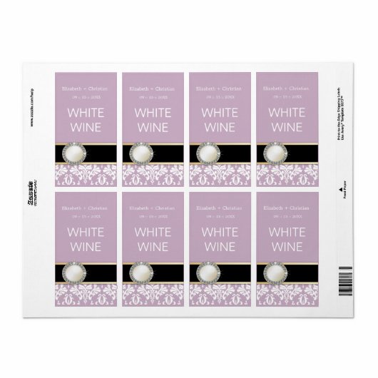 Wedding  Damask Wine Labels (Full Sheet)