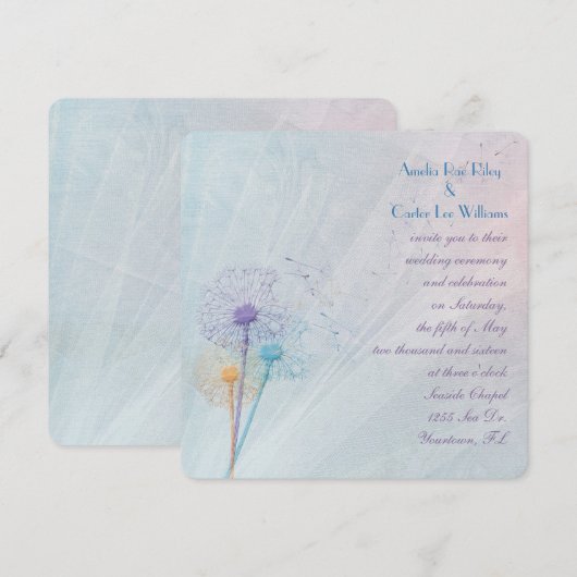 Wedding Dandelion Bouquet Kaart (Voorkant / Achterkant)