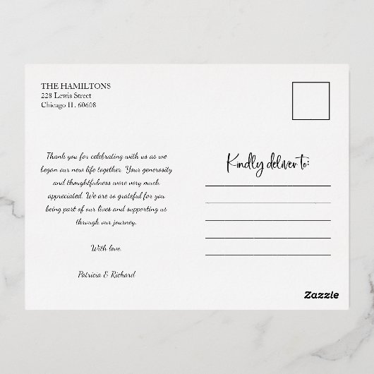 Wedding Dank je Foto Dank je wel Folie Feestdagen Briefkaart (Achterkant)