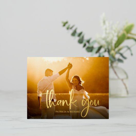 Wedding Dank je Foto Dank je wel Folie Feestdagen Briefkaart (Staand Voorkant)