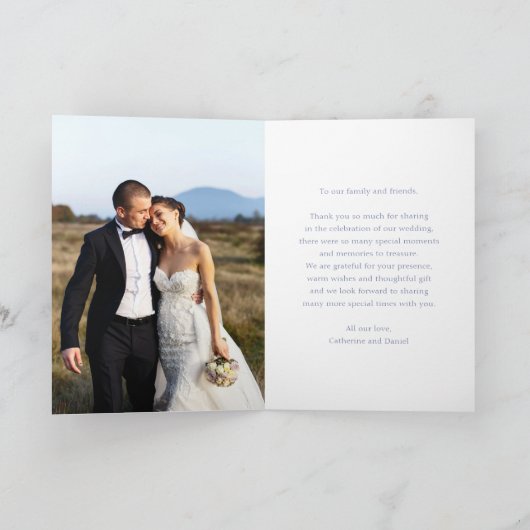 Wedding Dank je Foto Waterverf Floral Bedankkaart (Binnen)