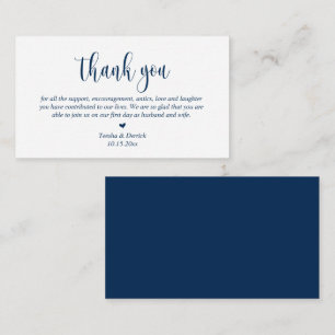 Wedding Dank je, modern script, Classy Navy Blue Informatiekaartje