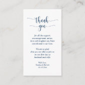 Wedding Dank je, modern script, Classy Navy Blue Informatiekaartje (Voorkant)