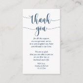 Wedding Dank je, modern script, Classy Navy Blue Informatiekaartje (Voorkant)