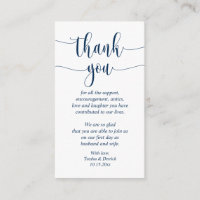 Wedding Dank je, modern script, Classy Navy Blue