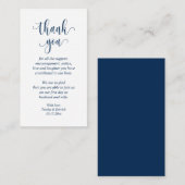 Wedding Dank je, modern script, Classy Navy Blue Informatiekaartje (Voorkant / Achterkant)
