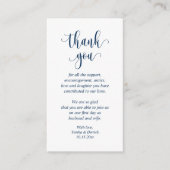 Wedding Dank je, modern script, Classy Navy Blue Informatiekaartje (Voorkant)