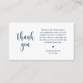 Wedding Dank je, modern script, Classy Navy Blue Informatiekaartje (Voorkant)