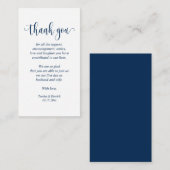 Wedding Dank je, modern script, Classy Navy Blue Informatiekaartje (Voorkant / Achterkant)