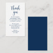 Wedding Dank je, modern script, Classy Navy Blue Informatiekaartje (Voorkant / Achterkant)