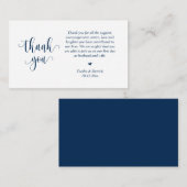Wedding Dank je, modern script, Classy Navy Blue Informatiekaartje (Voorkant / Achterkant)