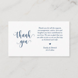 Wedding Dank je, modern script, Classy Navy Blue Informatiekaartje