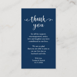 Wedding Dank je, Modern Simple Rustic Navy Blue Informatiekaartje