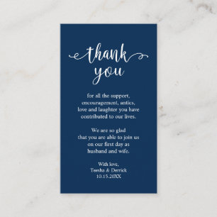 Wedding Dank je, Modern Simple Rustic Navy Blue Informatiekaartje