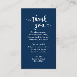 Wedding Dank je, Modern Simple Rustic Navy Blue Informatiekaartje