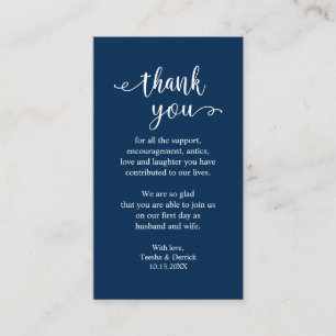 Wedding Dank je, Modern Simple Rustic Navy Blue Informatiekaartje