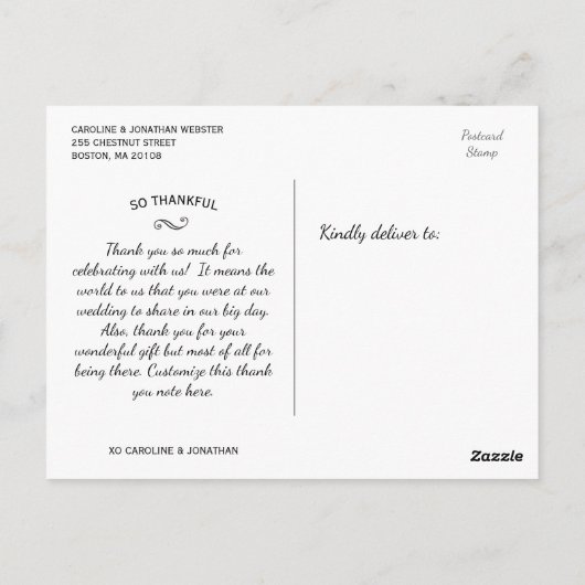 Wedding Dank je Pas getrouwd Foto Fun Modern Casua Briefkaart (Achterkant)