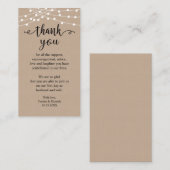 Wedding Dank je, Rustic String Lights Kraft Informatiekaartje (Voorkant / Achterkant)