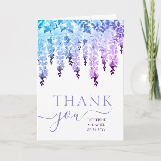 Wedding Dank je Waterverf Wisteria Floral Bedankkaart (Voorkant)