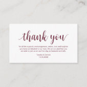 Wedding Dank je wel, modern Bourgogaans script Informatiekaartje (Voorkant)