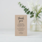 Wedding Dank je wel, Modern Rustic Brown Kraft Enc Informatiekaartje (Staand voorkant)