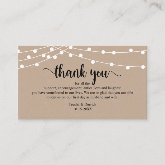 Wedding Dank je wel, Modern Rustic Brown Kraft Enc Informatiekaartje (Voorkant)
